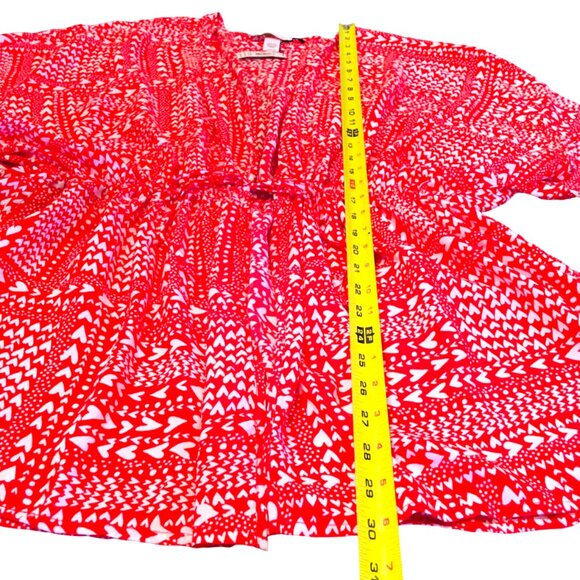 Victoria’s Secret Robe Red Heart Tie Front Short Kimono Sleeve Size One Size New - Picture 10 of 14
